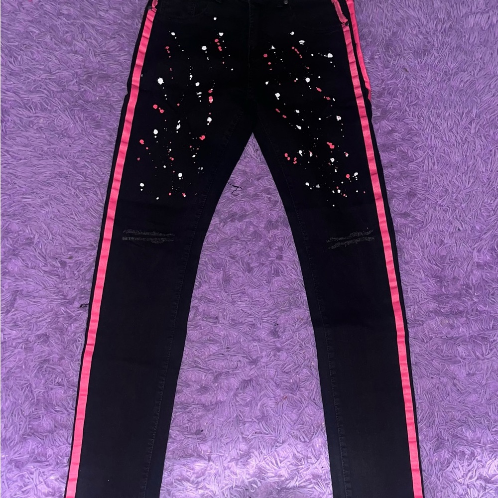 Stylish Black and Pink Skinny Jeans